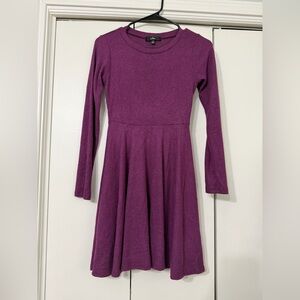 Lulus Fit and Flair Mauve Purple Long Sleeve Skater Dress Size Small